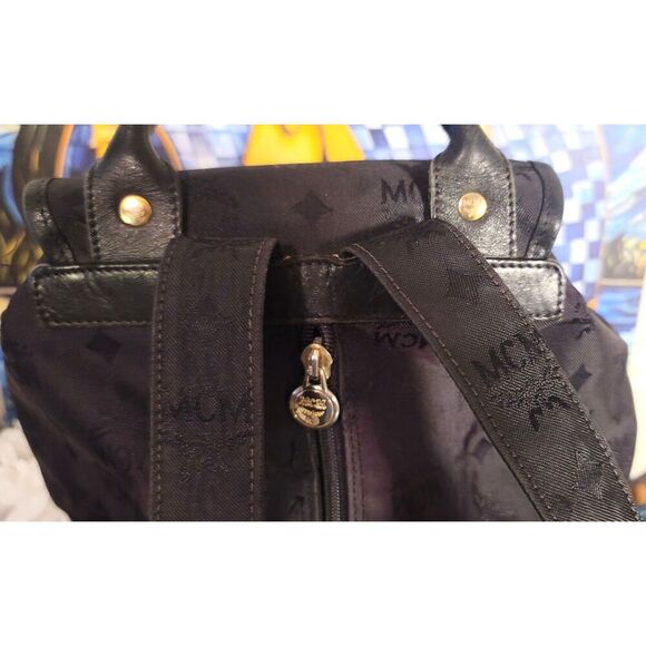 Auth MCM Black Jacquard Backpack - Picture 9 of 10